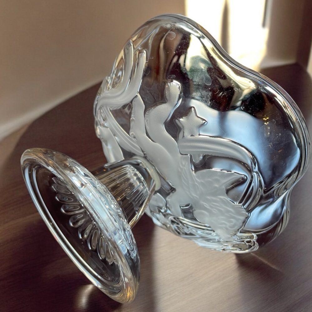 Mikasa small footed bowl with frosted Cupid, vintage, Valentines Day, no chips